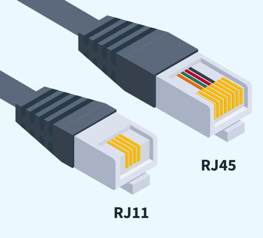 đầu nối dây cáp đồng RJ11-vs-RJ45